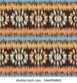 Seamless abstract ikat pattern with the image of floral ornament.
