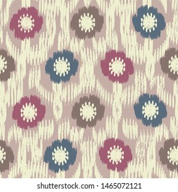 Seamless abstract ikat pattern with the image of floral ornament.
