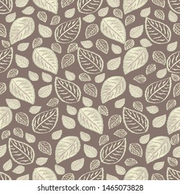 Seamless abstract ikat pattern with image of leaves.
