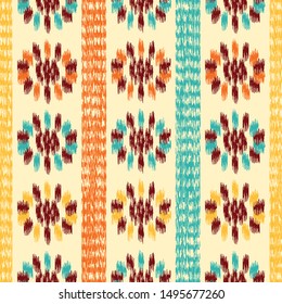 Seamless abstract ikat pattern with the image of floral ornament.
