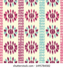 Seamless abstract ikat pattern with the image of floral ornament.
