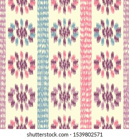 Seamless abstract ikat pattern with the image of floral ornament.

