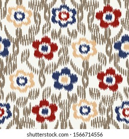 Seamless abstract ikat pattern with the image of floral ornament.
