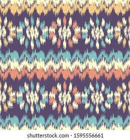 Seamless abstract ikat pattern with the image of floral ornament.
