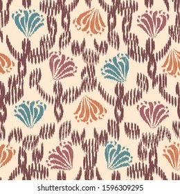 Seamless abstract ikat pattern with the image of floral ornament.
