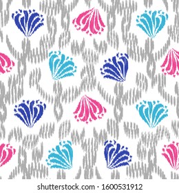 Seamless abstract ikat pattern with the image of floral ornament.
