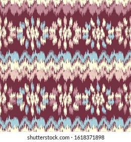 Seamless abstract ikat pattern with the image of floral ornament.

