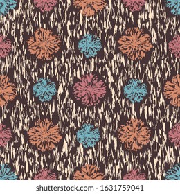 Seamless abstract ikat pattern with the image of floral ornament.
