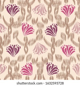 Seamless abstract ikat pattern with the image of floral ornament.

