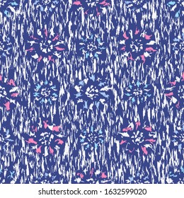 Seamless abstract ikat pattern with the image of floral ornament.
