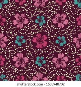 Seamless abstract ikat pattern with the image of floral ornament.
