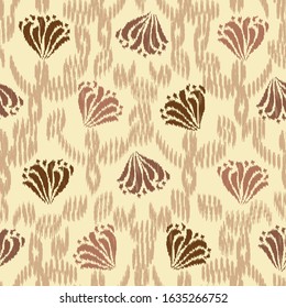 Seamless abstract ikat pattern with the image of floral ornament.
