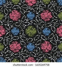 Seamless abstract ikat pattern with the image of floral ornament.
