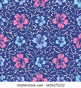 Seamless abstract ikat pattern with the image of floral ornament.
