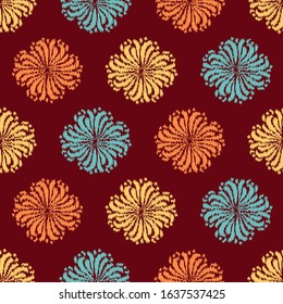 Seamless abstract ikat pattern with the image of floral ornament.
