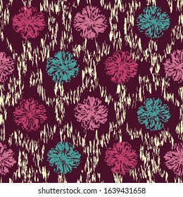 Seamless abstract ikat pattern with the image of floral ornament.
