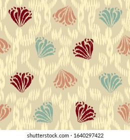 Seamless abstract ikat pattern with the image of floral ornament.
