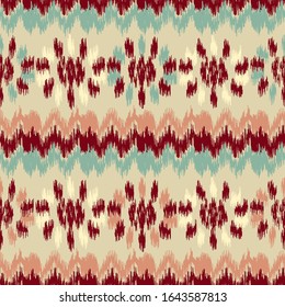 Seamless abstract ikat pattern with the image of floral ornament.

