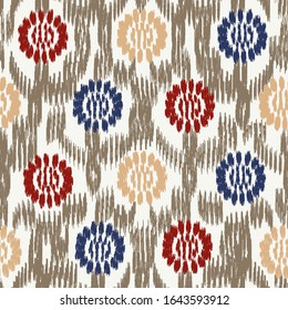 Seamless abstract ikat pattern with the image of floral ornament.
