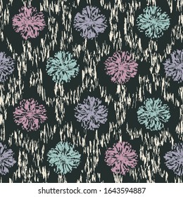 Seamless abstract ikat pattern with the image of floral ornament.
