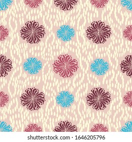 Seamless abstract ikat pattern with the image of floral ornament.
