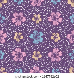 Seamless abstract ikat pattern with the image of floral ornament.
