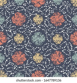 Seamless abstract ikat pattern with the image of floral ornament.
