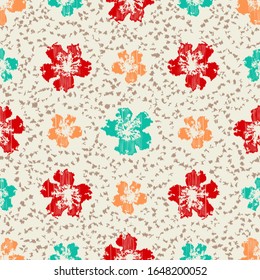 Seamless abstract ikat pattern with the image of floral ornament.
