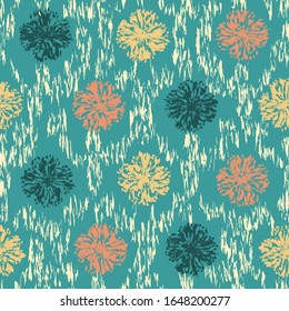 Seamless abstract ikat pattern with the image of floral ornament.
