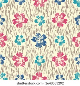 Seamless abstract ikat pattern with the image of floral ornament.
