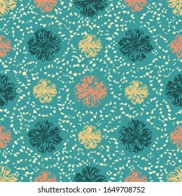 Seamless abstract ikat pattern with the image of floral ornament.

