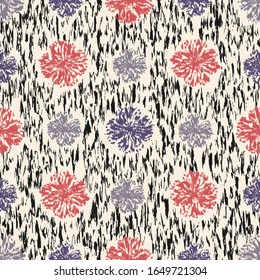 Seamless abstract ikat pattern with the image of floral ornament.
