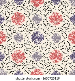 Seamless abstract ikat pattern with the image of floral ornament.
