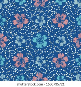 Seamless abstract ikat pattern with the image of floral ornament.
