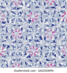 Seamless abstract ikat pattern with the image of floral ornament.
