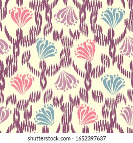 Seamless abstract ikat pattern with the image of floral ornament.