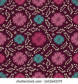 Seamless abstract ikat pattern with the image of floral ornament.
