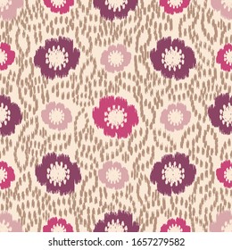 Seamless abstract ikat pattern with the image of floral ornament.
