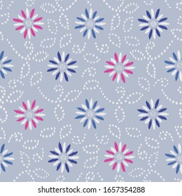 Seamless abstract ikat pattern with the image of floral ornament.
