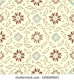 Seamless abstract ikat pattern with the image of floral ornament.
