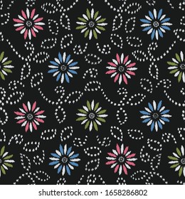 Seamless abstract ikat pattern with the image of floral ornament.
