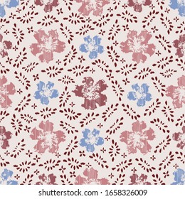 Seamless abstract ikat pattern with the image of floral ornament.
