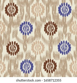 Seamless abstract ikat pattern with the image of floral ornament.
