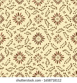 Seamless abstract ikat pattern with the image of floral ornament.

