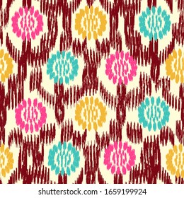 Seamless abstract ikat pattern with the image of floral ornament.
