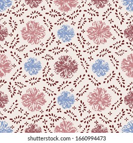 Seamless abstract ikat pattern with the image of floral ornament.
