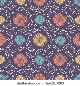 Seamless abstract ikat pattern with the image of floral ornament.
