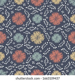 Seamless abstract ikat pattern with the image of floral ornament.
