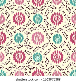 Seamless abstract ikat pattern with the image of floral ornament.
