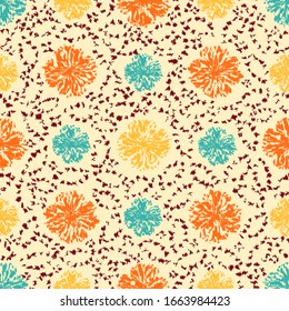 Seamless abstract ikat pattern with the image of floral ornament.
